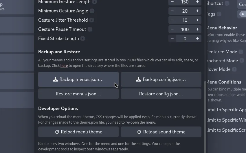 Backup buttons